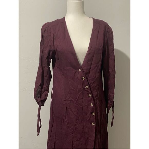 Free People NWT Zappora midi endless summer button down wrap boho formal dress L - Picture 3 of 14